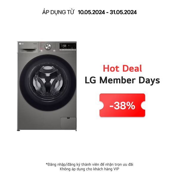 Máy giặt sấy lồng ngang LG AI DD™ Inverter 10kg màu xám FV1410D4P